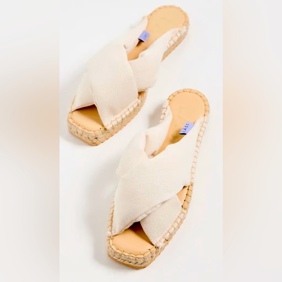 LÄST Cream Organic Cotton Espadrille Slides Sz 7 - Picture 1 of 8